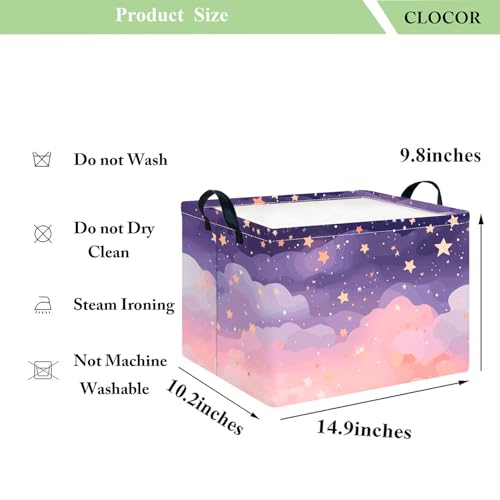 CLOCOR Rectangular Storage Basket,Collapsible Cute Pattern Storage Bin,Waterproof Books Box with Handles,Gift Basket(Pink Sky) - color: Pink Sky