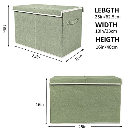 popoly Large Toy Box Chest with Lid, Collapsible Sturdy Toy Bin Storage Organizer Boxes Baskets for Kids, Boys, Girls, Nursery, Playroom, 25"x13" x16" - color: Large Green
