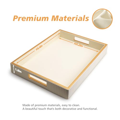 SANZIE Leather Tray Desktop Storage Organizer Premium Serving Trays Decorative Tray Valet Tray for Sundries Cosmetics Phone Wallet Cutlery (White Holder) - color: White Holder