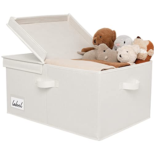 GRANNY SAYS Large Storage Bins with Lids, Decorative Storage Boxes with Double-Lids, Extra Large 63L Closet Organizer for Clothes, Toy Storage Chest, Ivory, 1-Pack - color: Ivory, size: Extra Large - 1 Pack