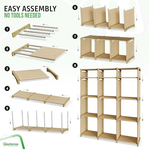 Cube Storage Organizer with Storage Bins Included - The Perfect Closet Organizers and Storage Solution. Includes 12 Storage Cubes, Great For Toy Storage, Closet Storage, Clothes Storage (Beige) - color: Beige, size: 12 Storage Cubes