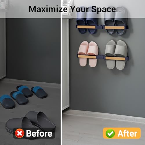 Multi-Functional Wall Mounted Storage Rack Foldable Shoe Holder for Bathroom and Entryway Space Saving Organizer(Blue) - color: Blue, size: 53X5.5