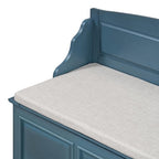 Knocbel Rustic Entry Storage Bench with Hidden Compartments and Removable Cushion, Wooden Entryway Hallway Foyer Shoe Bench Bedroom End of Bed Bench (Antique Navy and Beige) - color: Antique Navy and Beige