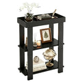 Narrow Side Table Black, 3-Tier Side Table, Rustic Farmhouse Narrow End Table with Storage, Slim Table Nightstand for Small Spaces, Bedroom or Living Room (Black) - color: Black