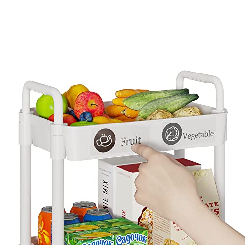 Laiensia 5-Tier Rolling Cart with Wheels,Multifunction Utility Storage Carts, Kitchen Storage Organizer,Mobile Shelving Unit for Bathroom,Laundry,with Classified Stickers,White - color: White, size: 5-Tier