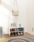 2-Tier Stackable White Shoe Rack, Wooden 2-Shelf Shoe Organizer Freestanding Shoe Storage Stand for 6-9 Pairs, Perfect for Closet, Entryway, Office Use - Modern White
