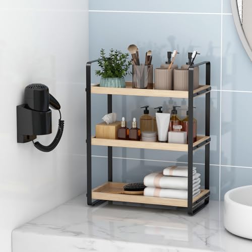 HNRLOY Bathroom Counter Organizer,Bathroom Countertop Organizer,Counter Shelf,Countertop Storage,Organization and Storage,Makeup Shelf,Sink Caddy(Burlywood 3 Tier) - color: Burlywood 3 Tier