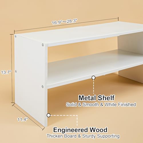 White Shoe Rack Organizer for Closet, 2-Tier Expandable Shoe Shelf, Stackable Iron Wood Combination Small Shoe Racks Shelves for Closets, Entryway,Small Space,Hallway,Bedroom,Bathroom,6-12 Pairs - color: White, size: 1 Pack (2 Tier)