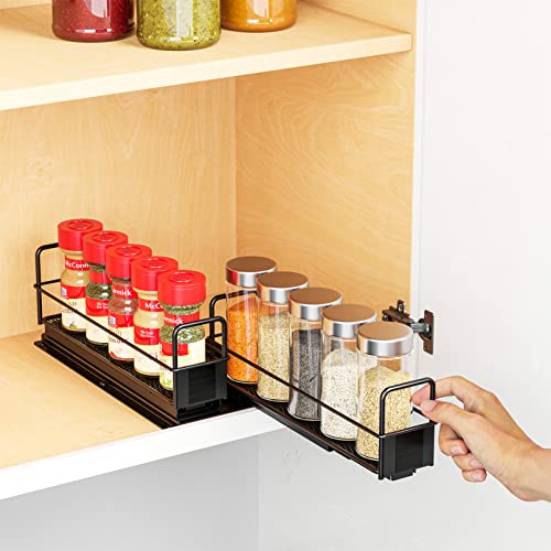 SpaceAid Pull Out Spice Rack Organizer for Cabinet, Heavy Duty Slide Out Seasoning Kitchen Organizer, Cabinet Organizer, with Labels, 5.2" W x10.8 D x4 H, 2 Drawers 1-Tier - style: Two 2"W Drawers, 1-Tier