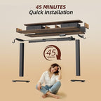 TIQLAB Standing Desk with Two Drawers, Stand Up Standing Desk Adjustable Height, Electric Sit Stand Table with Storage Shelf and Splice Board, 63 * 24 inch, Rustic Brown - color: Rustic Brown, size: 63*24 inch without keyboard tray
