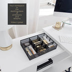 BLU MONACO | Black Metal Mesh Desk Drawer Organizer Tray | 12 Adjustable Compartments & 9 Removable Dividers | Space-Saving Office Supplies Organizer for Drawers, Vanity, Kitchen & Workspace Storage