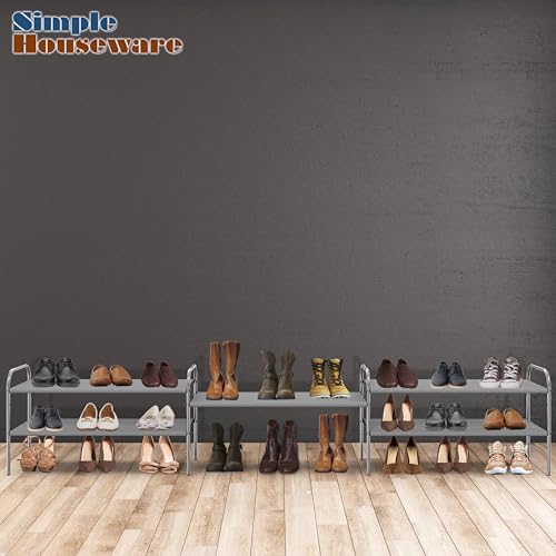 Simple Houseware 2-Tier Shoe Rack Storage Organizer, Grey - color: Grey, size: 2-Tier