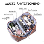 BOYATU Travel Makeup Bag for Women: 3-in-1 Modular Leopard Print Cosmetic Bag Set for 3-15 Day Trips - Waterproof Vegan Leather Toiletry Bag - Perfect for Party/Festival/Night Out - Gift Box - Brown - color: 01-Brown