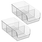 iDesign Stackable 3-Section Divided Storage Bin for Pantry, Fridge, or Cabinet - Set of 2 - Clear - style: Pack of 2