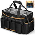 Ytonet Cleaning Caddy Bag with Detachable Apron, Extra Large Cleaning Supplies Organizer with Foldable Dividers, Portable Cleaner Tote with Handle, Cleaner Caddy for Housekeeper, Black - color: Black
