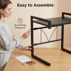 PUSDON Adjustable Carbon Steel Microwave Oven Rack, 2-Tier with 3 Hooks, 55lbs Weight Capacity, Black - color: Matte Black, size: C-frame 2 tier