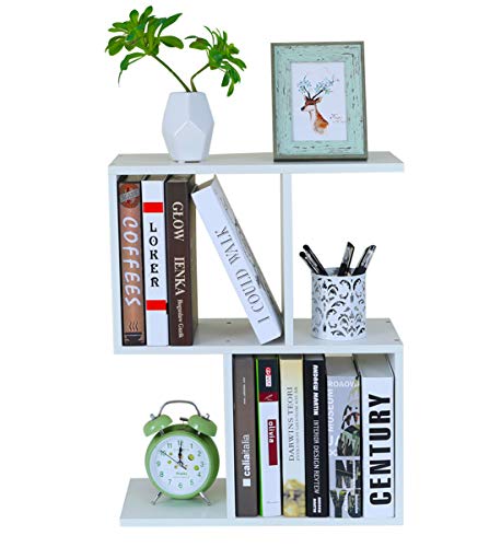 PAG Desktop Shelf Freestanding Wooden Small Bookshelf Desk Supplies Organizers and Accessories Storage Display Rack Office Dorm Decor for Women, White - color: White, size: Style 4