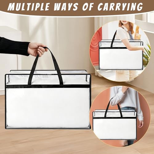 60L Clear Storage Bags Plastic Blanket Storage Bag Foldable Moving Organizers Containers with Zipper for Bedding Blanket Clothes Under Bed Holder - 2 Pcs - color: 2 Pcs, size: 60L