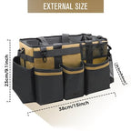 SCAVATA Wearable Cleaning Caddy Organizer with Handle & Shoulder Straps for Housekeepers, Under Sink & Car Cleaning Tool Organizer Bag with 4 Foldable Dividers (Tan) - color: Tan