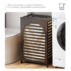 Laundry Hamper with Lid,Bamboo Large Waterproof Clothes Laundry Basket,Removable Washing Bags with Handles,clothes basket (Brown) - color: Brown