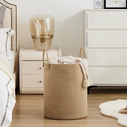 Woven Rope Laundry Hamper Basket by YOUDENOVA, 72L Tall Luandry Basket, Baby Nursery Hamper for Blanket Storage in Bedroom-Large-Jute - color: Jute Brown, size: Large(72L )