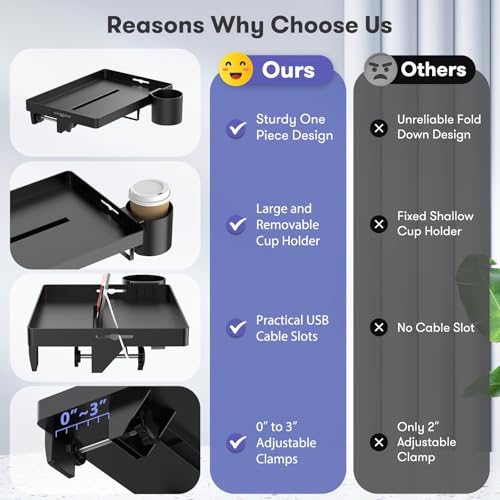 Bedside Shelf, Bunk Bed Table Shelf for Top Bunk, Black Clip On Nightstand with Removable Cup Holder&Power Strip Holder,Bunk Bed Tray for Dorm Bed&Loft Bed,College Dorm Room Essential(Updated Version) - color: Black