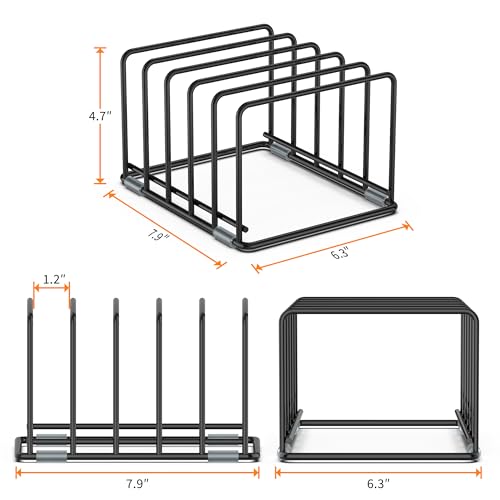 2-Pack Medium Black Cutting Board Racks, Kitchen Cabinet Organizer, 5 Tiered Shelves for Baking Trays, Cutting Boards, Cookie Sheets, Muffin Pans - style: 2PC(Medium)