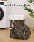 SETVSON Laundry Hamper with Lid, 19.0 Gal (72 L) Round Wicker Laundry Basket, Handwoven Rattan Basket with Lid, Removable Bag, 2 Mesh Bags, Handles for Living Room, Bathroom, Brown - color: Brown, size: 72L