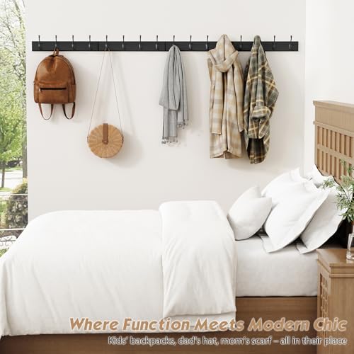 Forbena Black Coat Rack Wall Mount, Coat Hooks Wall Mounted for Entryway Closet Bedroom Bathroom Office, Antique Coat Hanger for Hanging Hats, Towels, Purses, Bags, Clothes, Backpack (Black) - color: Black