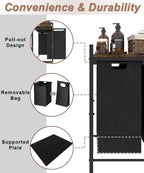 10 x 3 Gal Large Laundry Hamper with 3 Pull-Out & Removable Sorter Bags, Freestanding Clothes Basket Organizer for Clothing or Toys in Bathroom and Living Room, Rustic Brown and Black - size: 3 Section without wheels