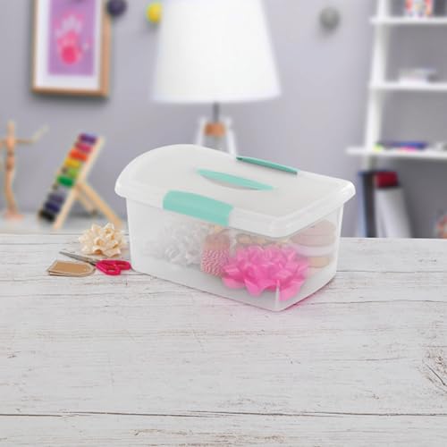 Sterilite Medium Nesting ShowOffs, Stackable Small Storage Bin with Latching Lid and Handle, Plastic Container to Organize Home, Clear, 30-Pack - size: Medium, style: 30-Pack