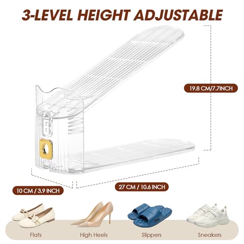30 Pack Shoe Slots Organizer for Closet, Adjustable Shoe Stackers for a Pair of Shoes Shoe Rack Storage Shoe Space Saver 50% Shoe Shelf Display Holder for Closet - color: Clear, size: 30 PACK