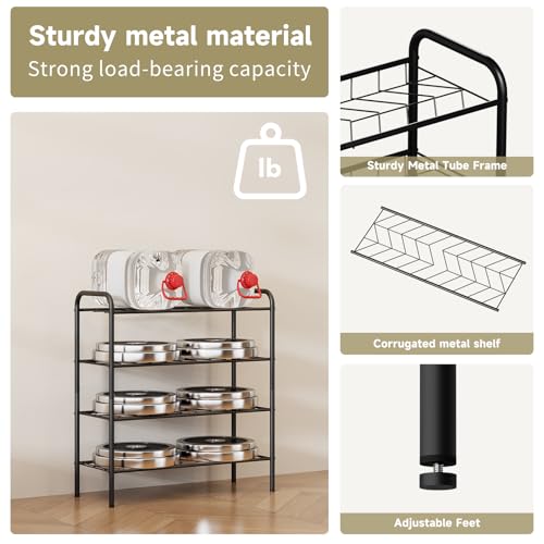 Shoe Rack,Long Shoe Organizer for Closet,Wide Shoe Storage for Entryway, 4 Tier Sturdy Metal Free Standing Shoe Shelf - size: 4-tier-short