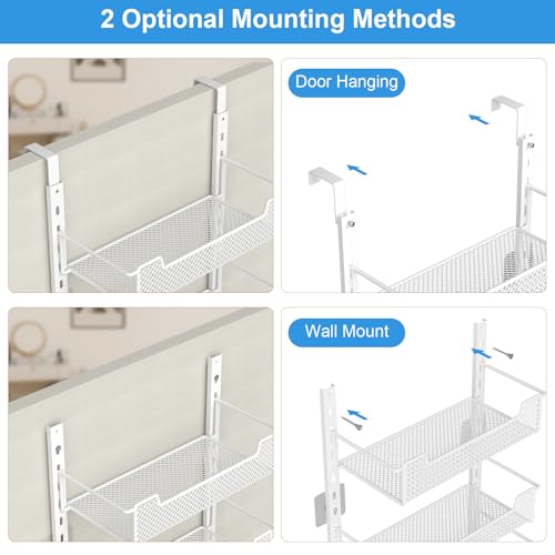 VyGrow 12.3" W Narrow Over the Door Pantry Organizer, 6-Tier Over the Door Organizer with Adjustable Basket, Pantry Door Organization for Pantry Kitchen Storage Room Spice Rack, White - color: White, size: 12.3"W 6-Tier