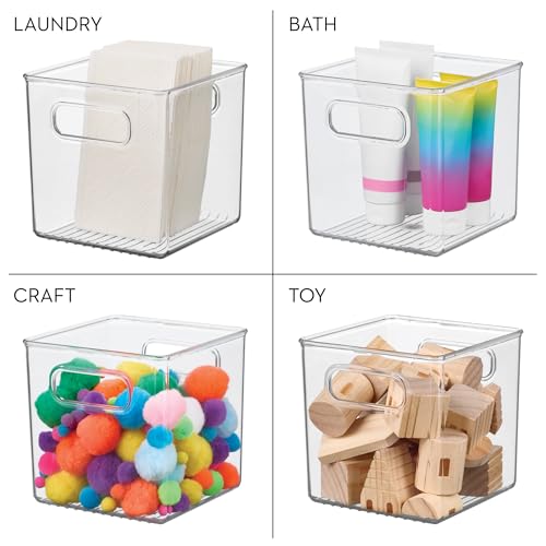 iDesign Storage Bin with Handles - Cube Organizer Bin for Pantry, Set of 4, Clear, Made in USA - style: Pack of 4
