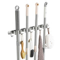 Broom Holder Wall Mount, Stainless Steel Broom Hanger Wall Mount, Heavy Duty Mop and Broom Holder Tool Racks Utility Hooks for Laundry Room Garden Garage, Grey (4 Racks and 5 Hooks) - color: Gray, size: 1Pack 4R5H