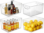 Hudgan Set of 4 Clear Plastic Storage Bins, 4 Large Storage Containers for Pantry Organizers, Home Edit, Kitchen Cabinet, Refrigerator, Under Sink Organization, Bathroom, Office - size: 4L
