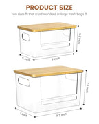 Trash Bag Dispenser 2 Pack (XL+S) - Acrylic Garbage Bags Dispenser with Bamboo Top, Trash Bag Holder Under Sink for Pantry, Kitchen, Laundry Room, Cabinet - size: XL+S-2 Pack