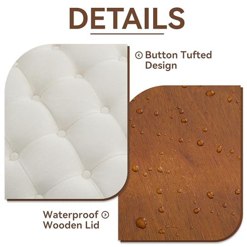 WUTUTUEE 30Inch Round Storage Ottoman with Tray, Modern Tufted Fabric Circle Coffee Table with Storage, Upholstered Ottoman with Removable Top for Living Room, Bedroom, Beige - color: Beige, size: 30 Inch