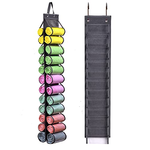 Legging Storage Bag Storage Hanger Can Holds 24 Leggings or Shirts Jeans Compartment Storage Hanger, Foldable Leggings Organizer Clothes Portable Closets Roll Holder (Grey-2) - color: Grey-2