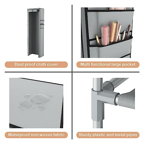 VTRIN Vertical Narrow Shoe Rack Organizer Tall Shoe Rack for Closet Entryway 10 Tier Non-Woven Cover Shoe Shelf Holds 20-22 Pairs Free Standing Shoe Storage Cabinet with Dustproof Cover, Grey - color: Grey, size: 17.7"W x11.8"D x 68.9"H
