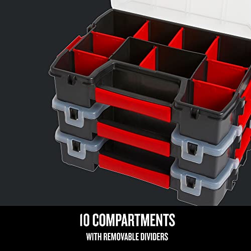 CRAFTSMAN Storage Organizer,Small Parts Organizer with 10-Compartments,Lid Includes Secure Latch (CMST60964M), (Pack of 6) - size: 6 Pack, style: Triple Pack