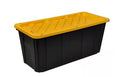 57 Gal. Tough Storage Tote in Black with Yellow Lid