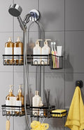 DAOYA Shower Caddy Hanging - Shower Caddy for Handheld Shower Heads with Soap holder, Toothbrush Holder & Suction Hook, Universal 0.82-inch Fit with Non-Slip Rubber Pad, Black - color: Black