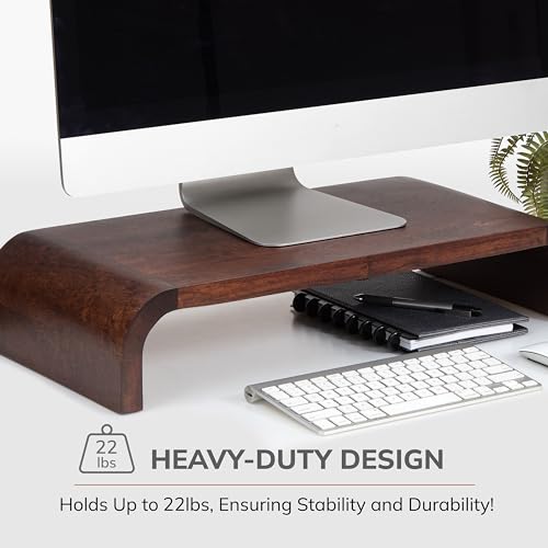 Anji Mountain Wood Monitor Stand Riser Desk Desktop Organizer Table for Home, Office Workspace, Laptop Riser, Ergonomic Design Stand for Gaming Setup, Walnut - color: Walnut, size: Basic Stand Without USB Ports