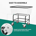 Extra-Large Rolling Laundry Cart with Wheels Holds 4 Washer Loads, Wire Laundry Basket, Heavy-Duty Steel Storage Basket with Galvanized Finish, for Commercial or Home Laundry - size: 4 Washer Loads