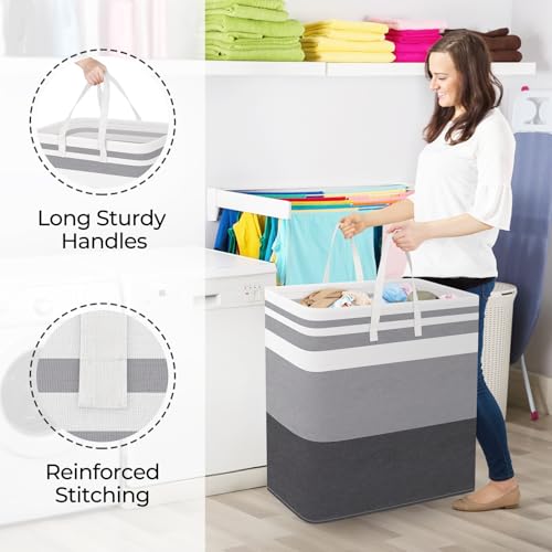 StorageRight Laundry Basket Hamper Large Collapsible Laundry Hamper with Easy Carry Handles，Freestanding Clothes Hampers for Laundry, Bedroom, Dorm, Clothes, Towels, 125L, Gradient Grey - color: Gradient Grey, size: 125L