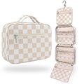 VANDEL Waterproof Hanging Toiletry Bag [TSA-Approved] Hanging Makeup Organizer Bag, Cosmetic Travel Bags for Women, Makeup Case Toiletries Organizer Hygiene Bathroom Shower Caddy - Neutral Checker - color: Neutral Checker