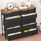 VASICAR Dresser for Bedroom with 12 Drawers, Tall Fabric Drawer Dresser, Compact Chest of Drawers for Closet, Nursery, Bedside, Living Room, Laundry, Entryway, Hallway - color: Rustic Black