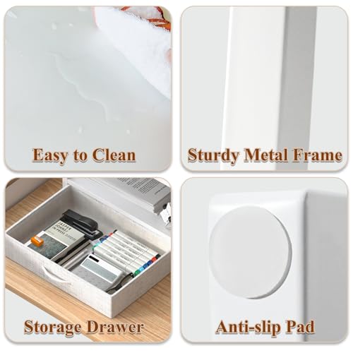 MARTY Printer Stand with Storage Drawer for Desk, 2-Tier Desktop Printer Stand Shelf Organzier for Home Office Printer Riser Under Desk Small Printer Table for Fax Machine Copier Scanner (White) - color: White, size: 2 Tier With Drawer